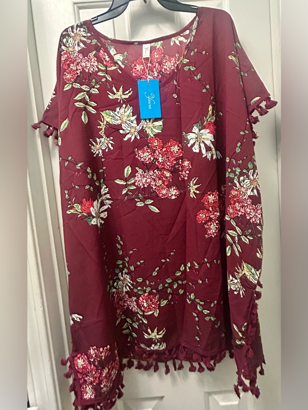 NWT Floral Tassel Kimono Cover up fringe tunic
